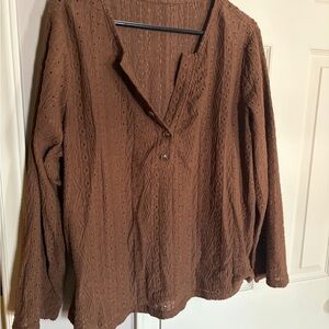 SHEIN Chocolate Brown Textured Blouse